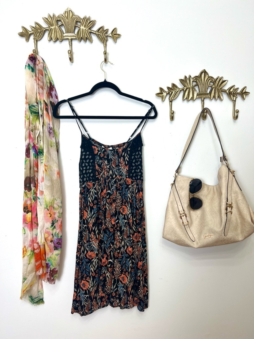 Floral Slip Dress in Black floral pattern S/M ptp 19.5” l 37”